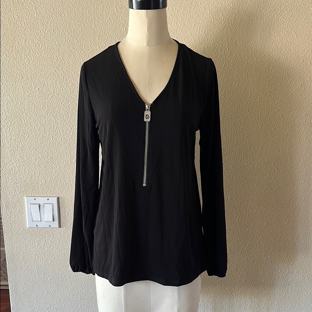 MICHAEL Michael Kors Black Long Sleeve Zip-Up Top